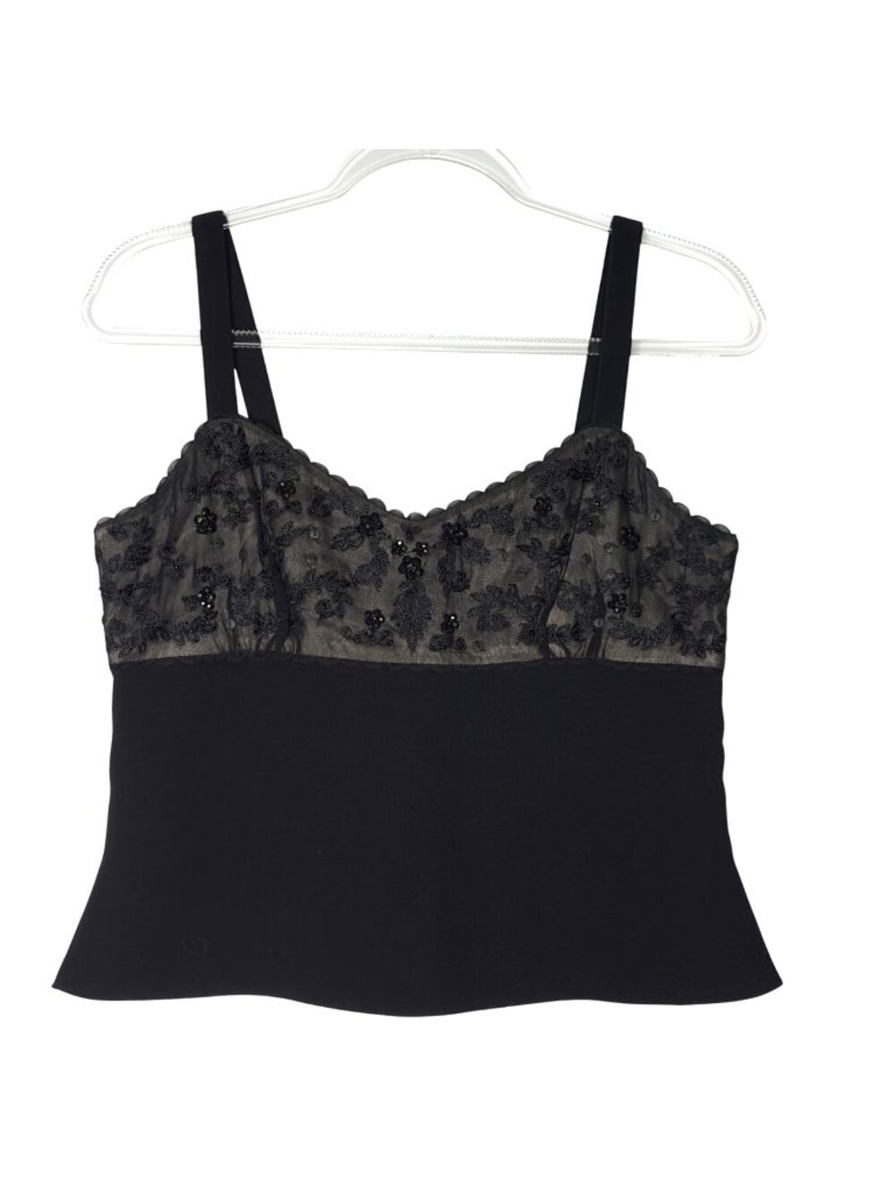 Tahari Arthur S Levine Black Lace Camisole Tank Top Silk Trim NWT Women's 6